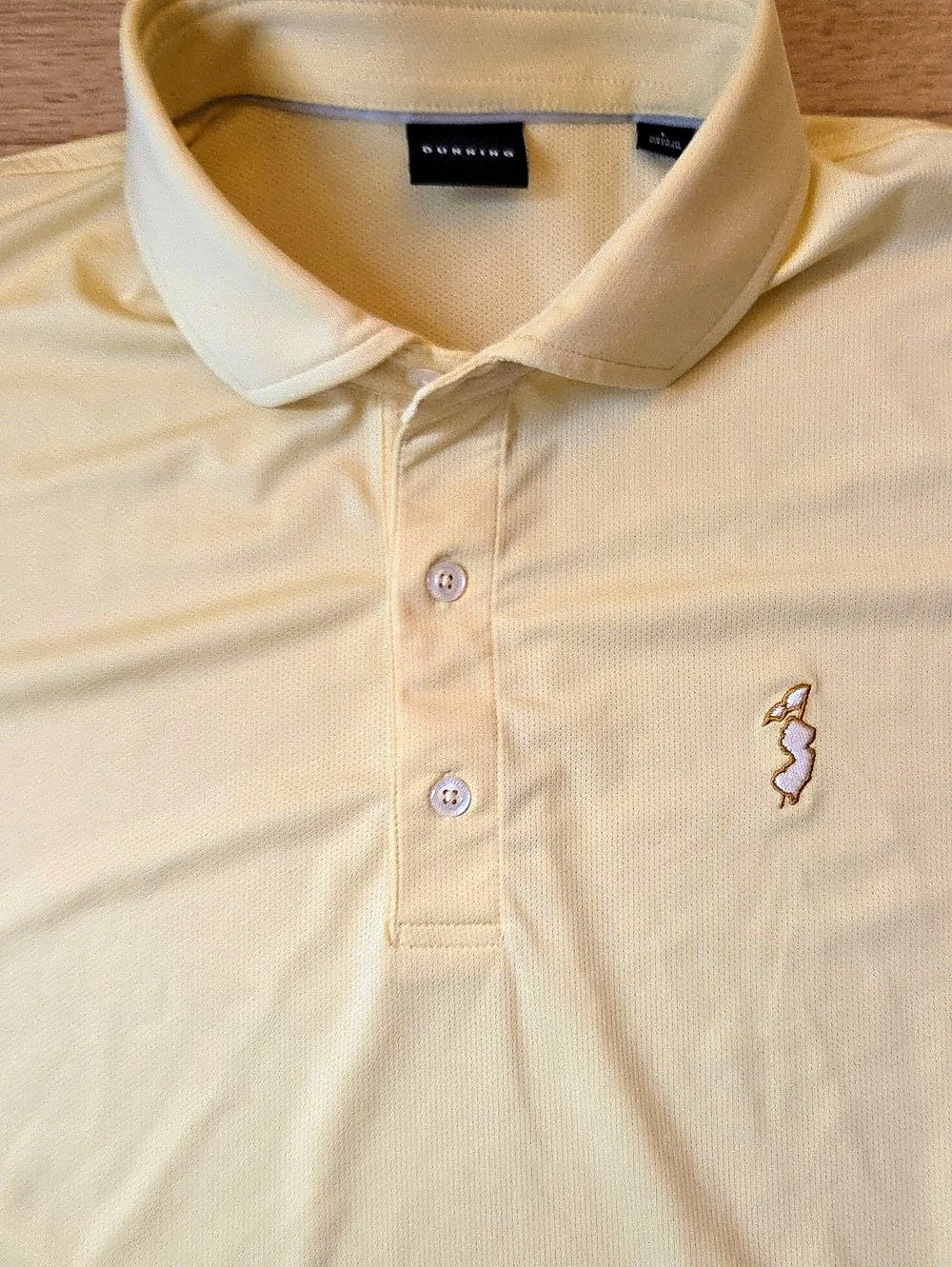 Dunning Golf Performance Polo Shirt Yellow Jersey Knit - L